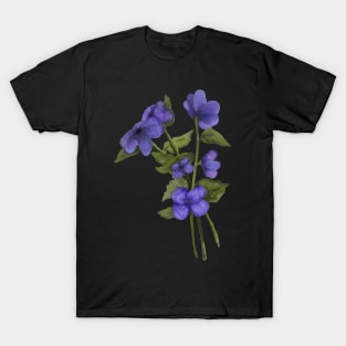 Bouquet of Purple Watercolor Painted Flowers by Cherie(c)2021 T-Shirt